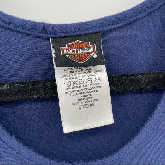 Harley Davidson Womens Tank Top Navy Blue Skull M - Picture 3 of 7